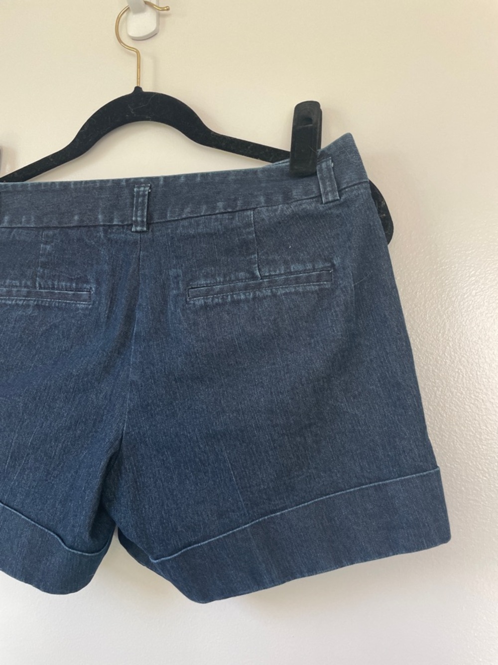Express Dark Denim Cuffed Jean Shorts - Picture 6 of 7